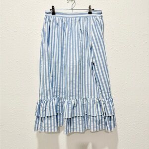 100% cotton Striped A-Line short/ tiered midi Skirt L